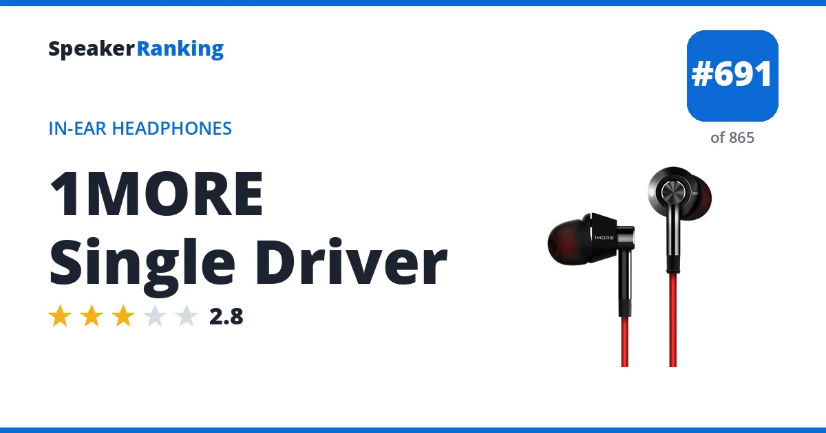 1MORE Single Driver - ranked #691 of 865 In-Ear Headphones · Editor's rating 2.8/5