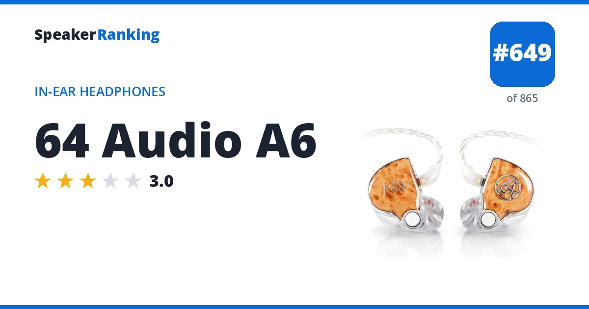 64 Audio A6 - ranked #649 of 865 In-Ear Headphones · Editor's rating 3/5