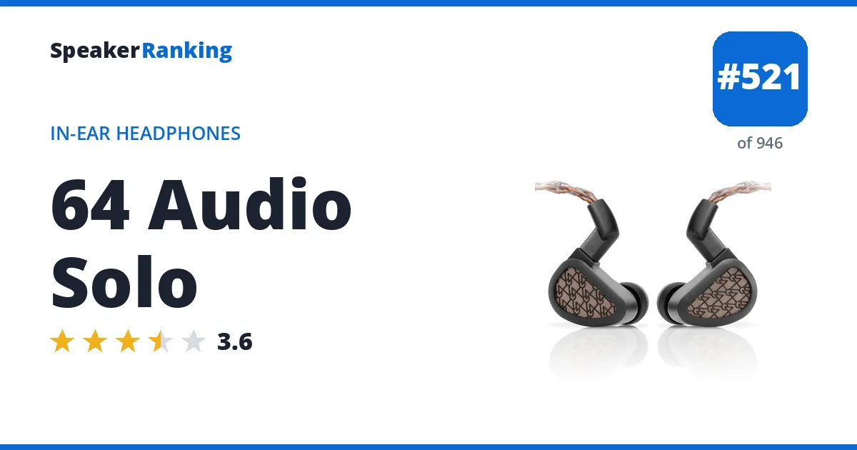 64 Audio Solo - ranked #521 of 946 In-Ear Headphones · Editor's rating 3.6/5