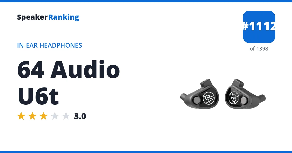 64 Audio U6t - ranked #1112 of 1398 In-Ear Headphones · Editor's rating 3/5