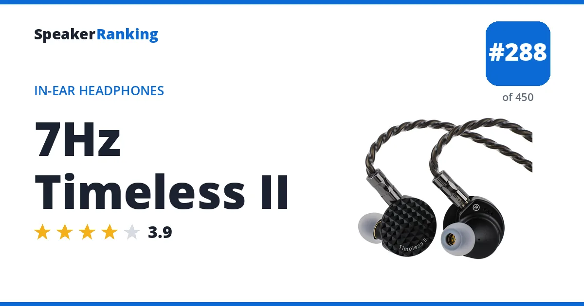 7Hz Timeless II - ranked #288 of 450 In-Ear Headphones · Editor's rating 3.9/5