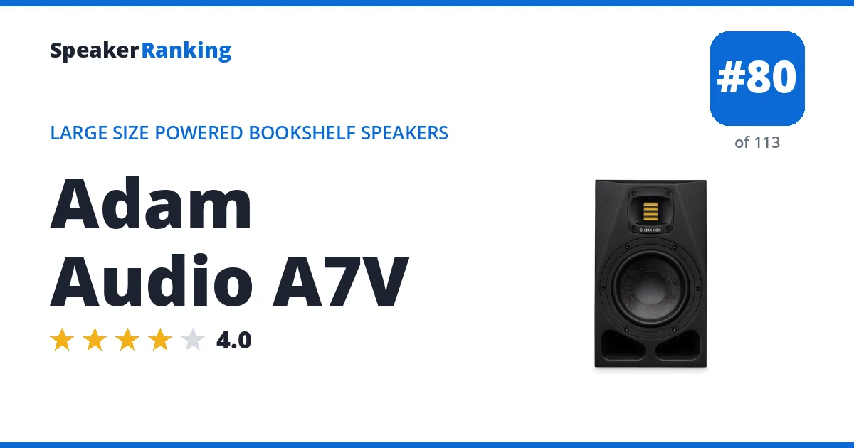 Adam Audio A7V - ranked #80 of 113 Large Size Powered Bookshelf Speakers · Editor's rating 4/5