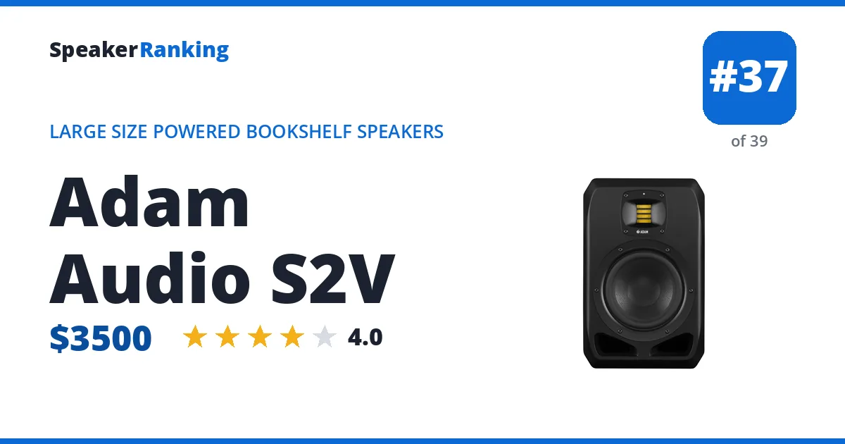 Adam Audio S2V - ranked #37 of 39 Large Size Powered Bookshelf Speakers · Editor's rating 4/5