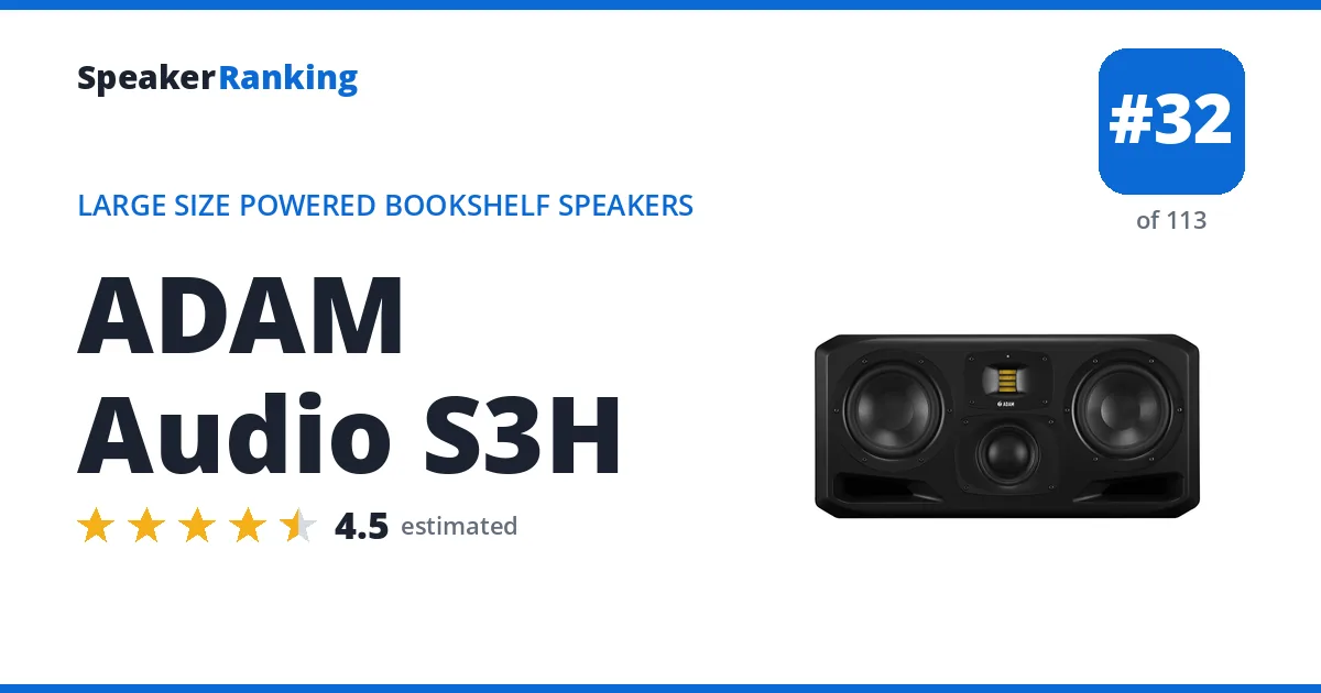 ADAM Audio S3H - ranked #32 of 113 Large Size Powered Bookshelf Speakers · Editor's rating 4.5/5