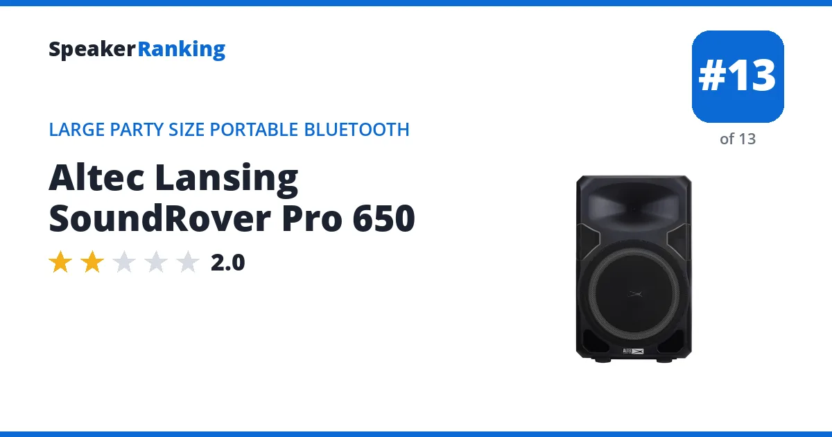 Altec Lansing SoundRover Pro 650 - ranked #13 of 13 Large Party Size Portable Bluetooth Speakers · Editor's rating 2/5