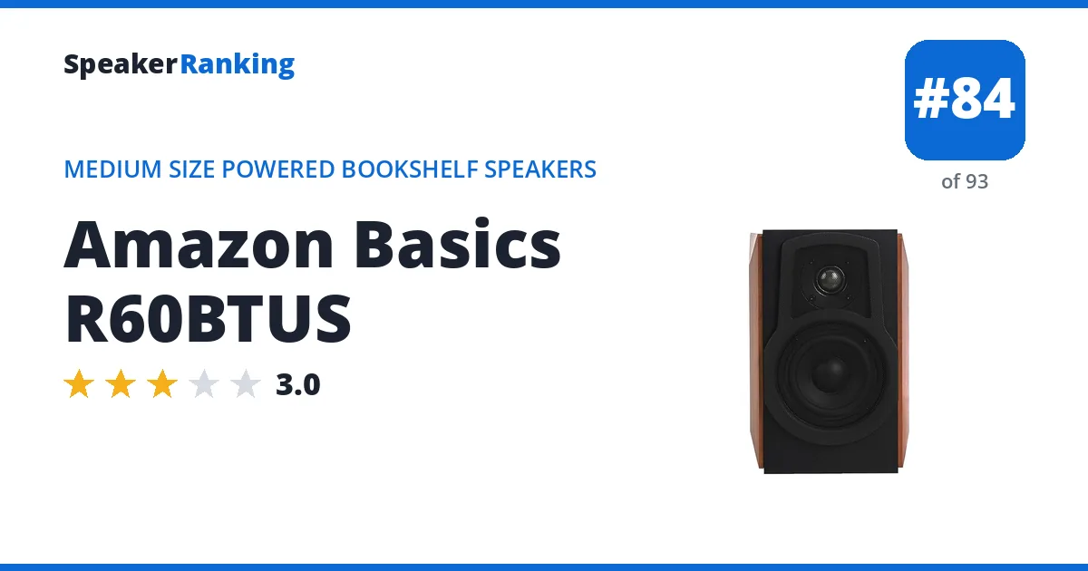 Amazon Basics R60BTUS - ranked #84 of 93 Medium Size Powered Bookshelf Speakers · Editor's rating 3/5