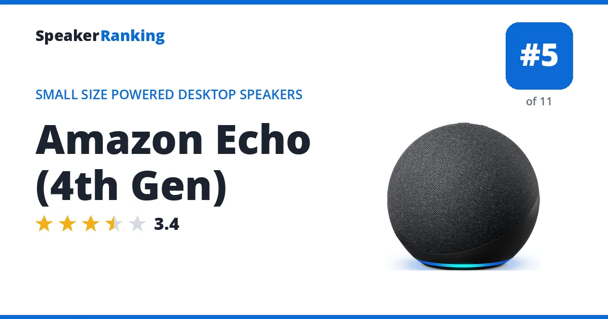 Amazon Echo (4th Gen) - ranked #5 of 11 Small Size Powered Desktop Speakers · Editor's rating 3.4/5