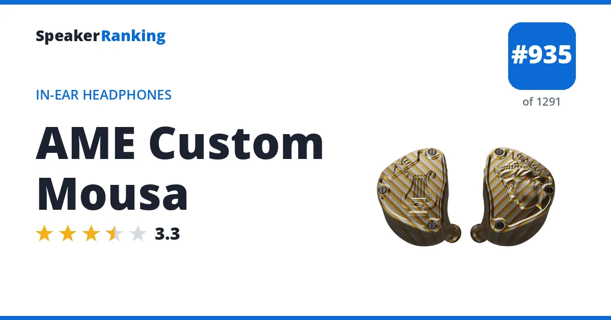 AME Custom Mousa - ranked #935 of 1291 In-Ear Headphones · Editor's rating 3.3/5