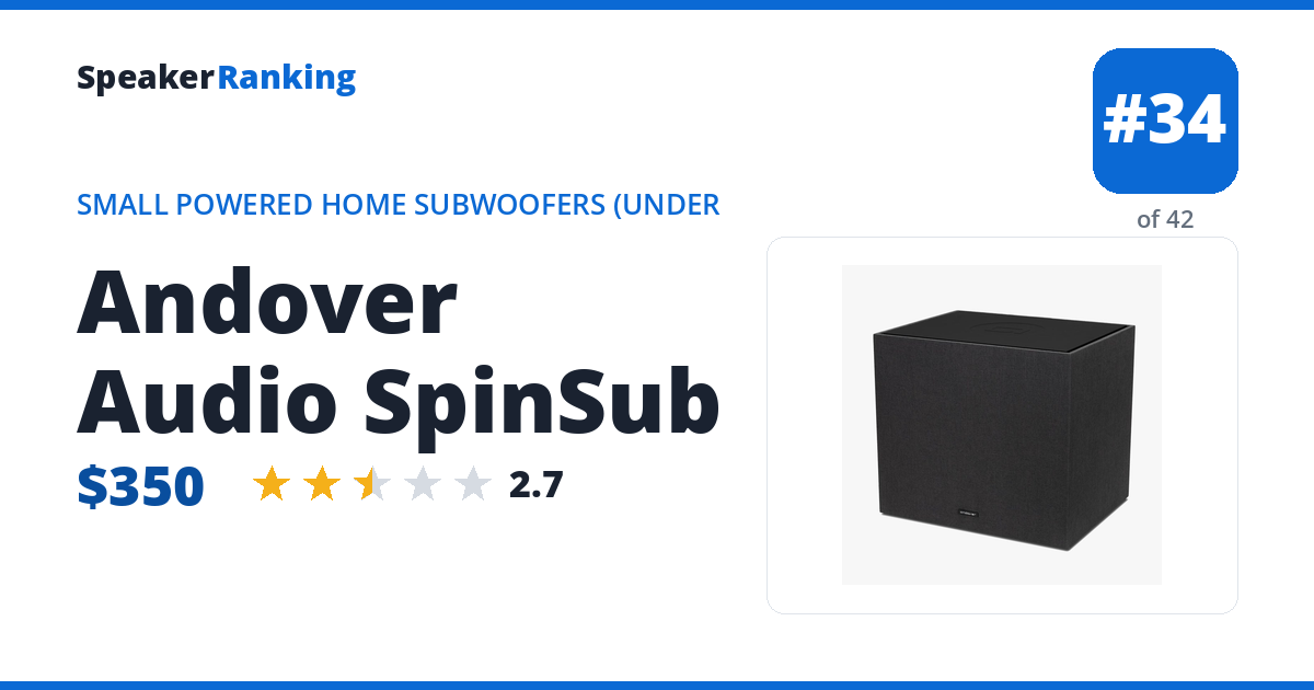 Andover Audio SpinSub — ranked #33 of 41 Small Powered Home Subwoofers (Under 30 lbs) · Editor's rating 2.7/5