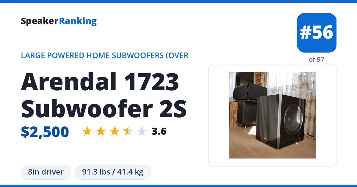Arendal 1723 Subwoofer 2S ranking card
