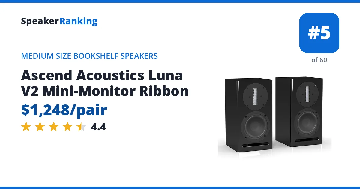 Ascend Acoustics Luna V2 Mini-Monitor Ribbon - ranked #5 of 60 Medium Size Bookshelf Speakers · Editor's rating 4.4/5