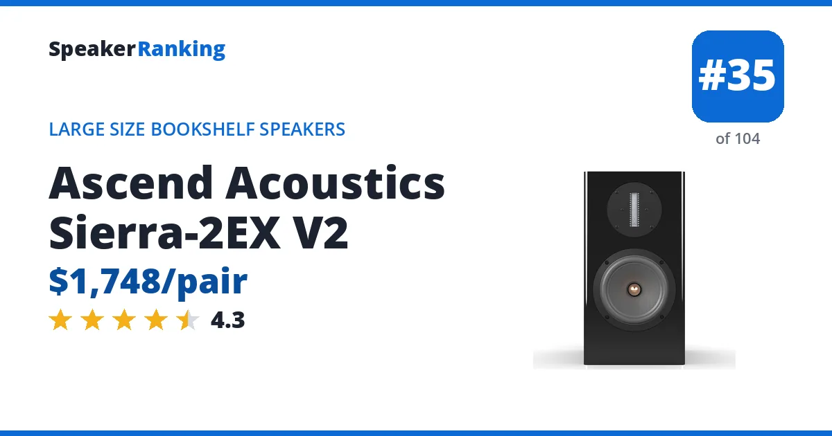 Ascend Acoustics Sierra-2EX V2 - ranked #35 of 104 Large Size Bookshelf Speakers · Editor's rating 4.3/5