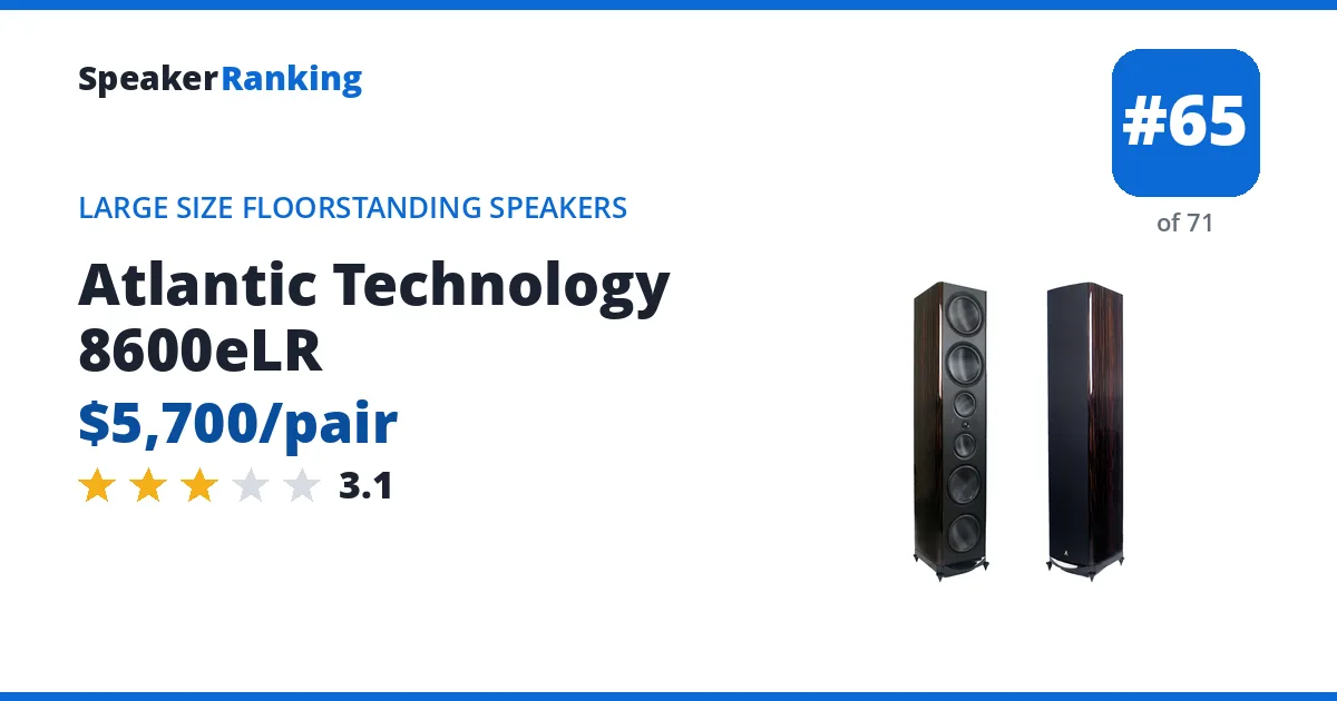 Atlantic Technology 8600eLR - ranked #65 of 71 Large Size Floorstanding Speakers · Editor's rating 3.1/5
