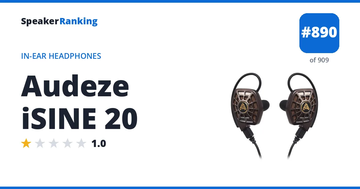 Audeze iSINE 20 - ranked #890 of 909 In-Ear Headphones · Editor's rating 1/5