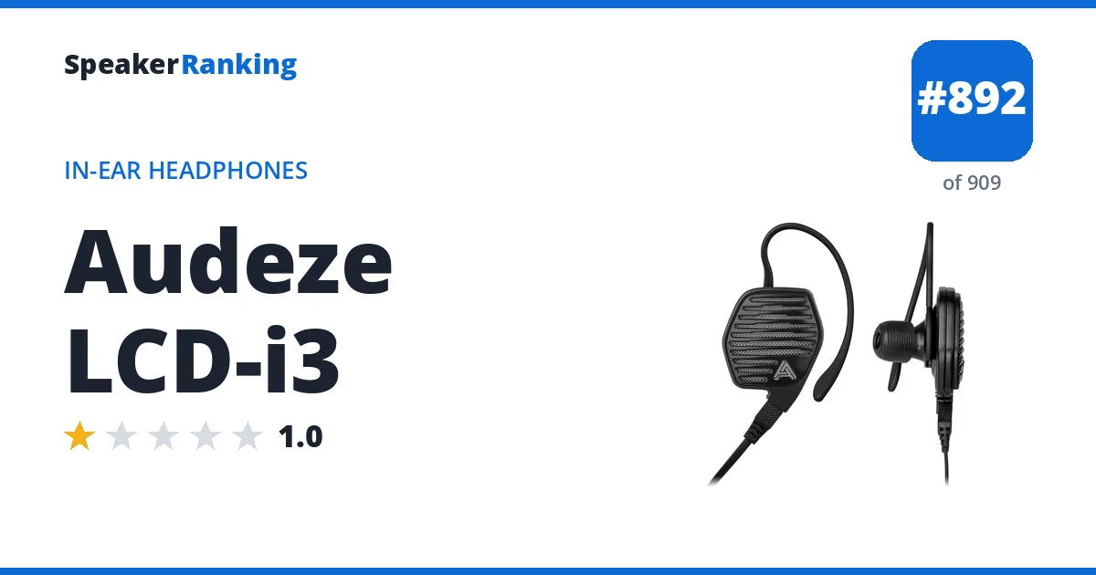Audeze LCD-i3 - ranked #892 of 909 In-Ear Headphones · Editor's rating 1/5