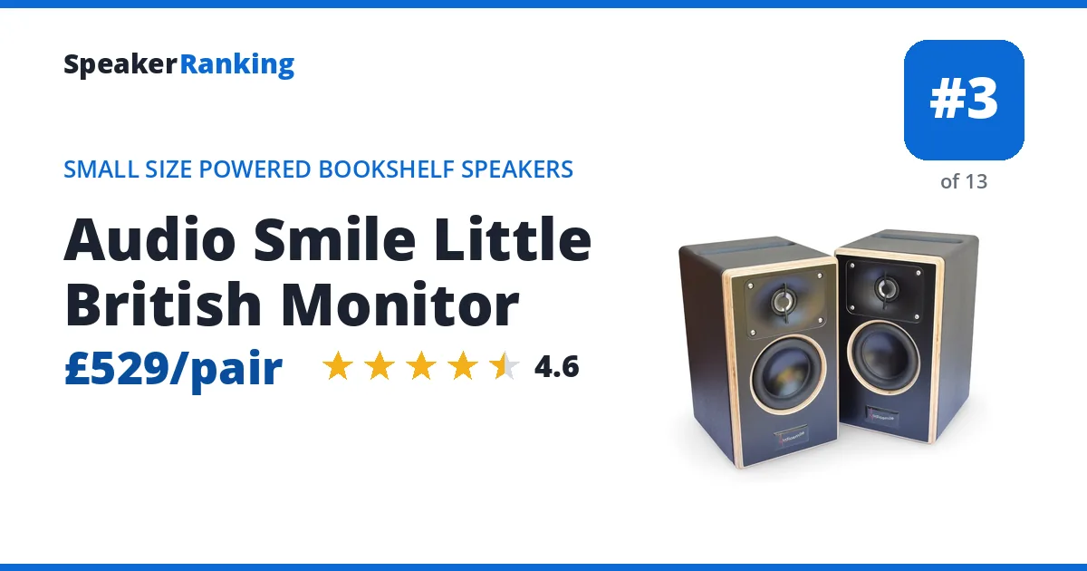 Audio Smile Little British Monitor - ranked #3 of 13 Small Size Powered Bookshelf Speakers · Editor's rating 4.6/5