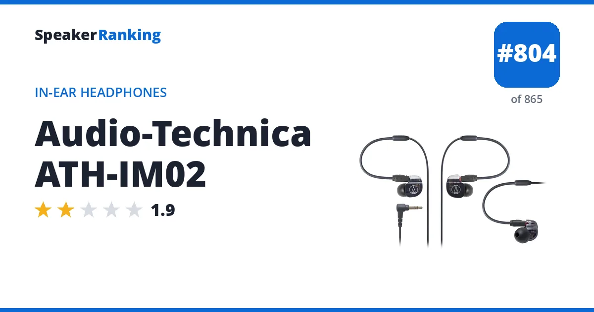 Audio-Technica ATH-IM02 - ranked #804 of 865 In-Ear Headphones · Editor's rating 1.9/5