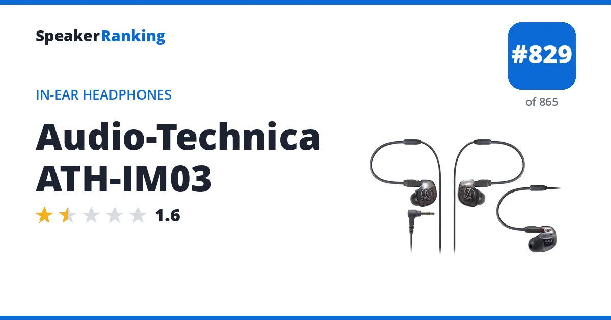 Audio-Technica ATH-IM03 - ranked #829 of 865 In-Ear Headphones · Editor's rating 1.6/5