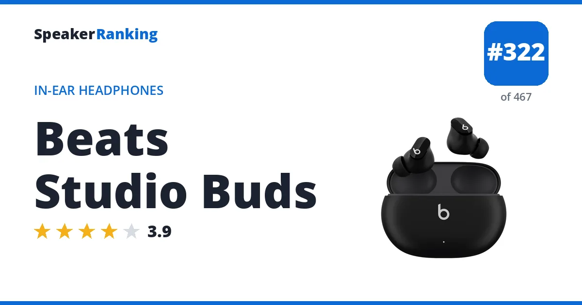 Beats Studio Buds - ranked #322 of 467 In-Ear Headphones · Editor's rating 3.9/5