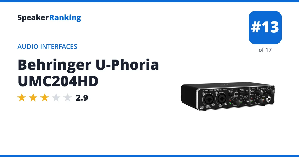 Behringer U-Phoria UMC204HD ranking card