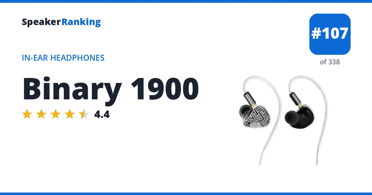 Binary 1900 - ranked #107 of 297 In-Ear Headphones · Editor's rating 4.4/5