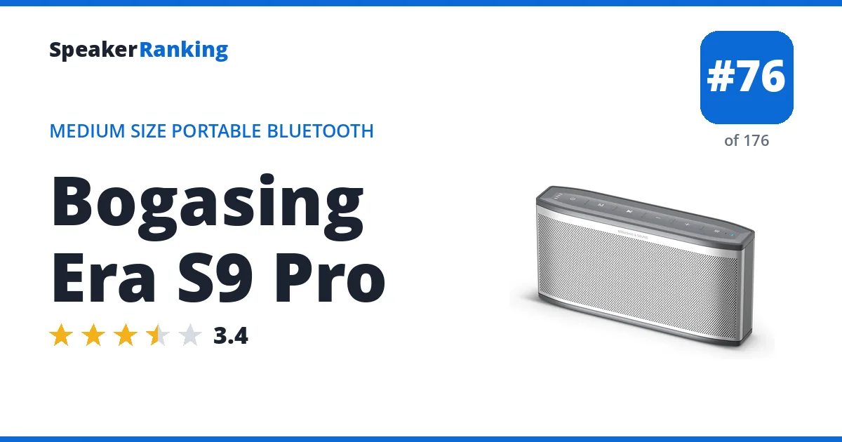 Bogasing Era S9 Pro · Editor's rating 3.4/5, ranked #76 of 176 Medium Size Portable Bluetooth Speakers