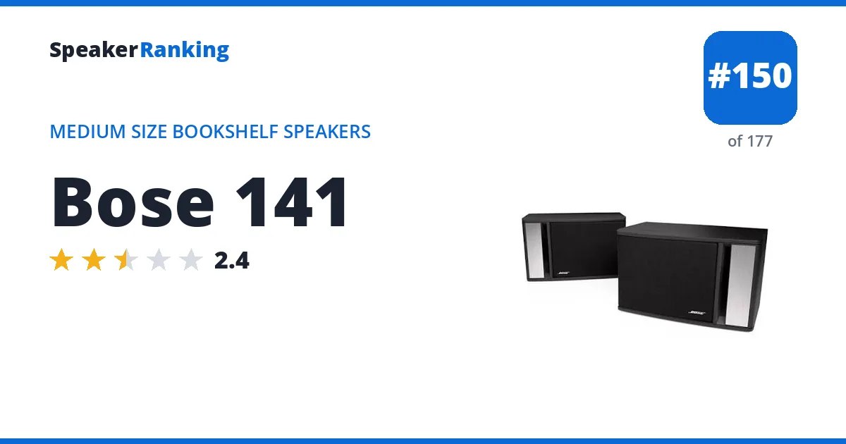 Bose 141 - ranked #150 of 177 Medium Size Bookshelf Speakers · Editor's rating 2.4/5