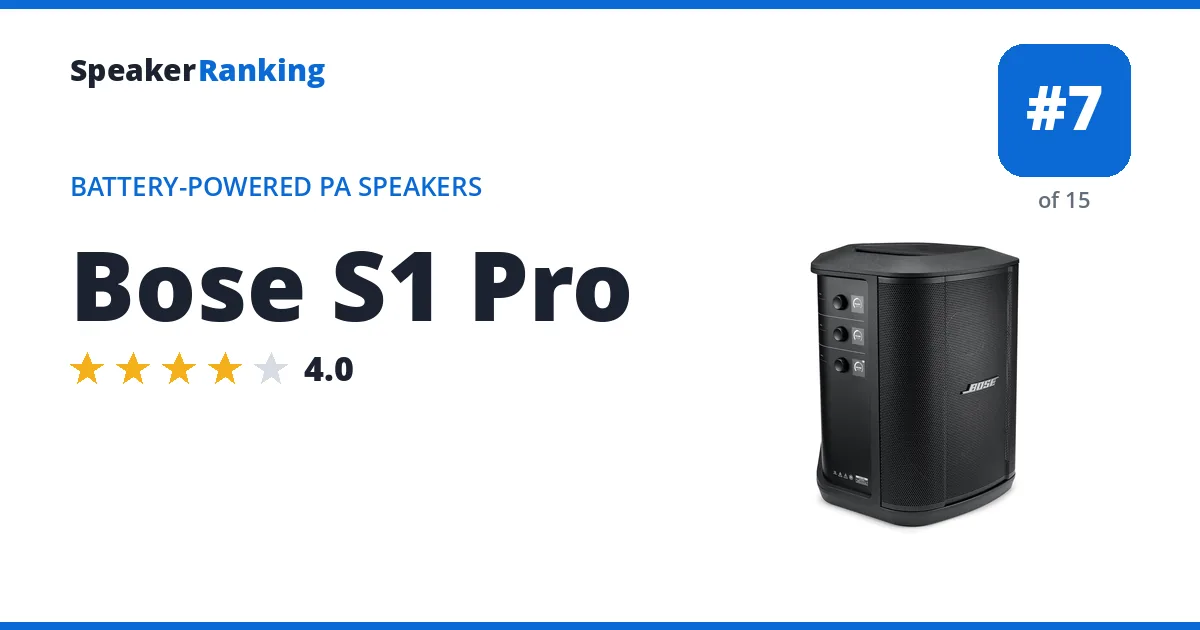 Bose S1 Pro - ranked #7 of 15 Battery-Powered PA Speakers · Editor's rating 4/5