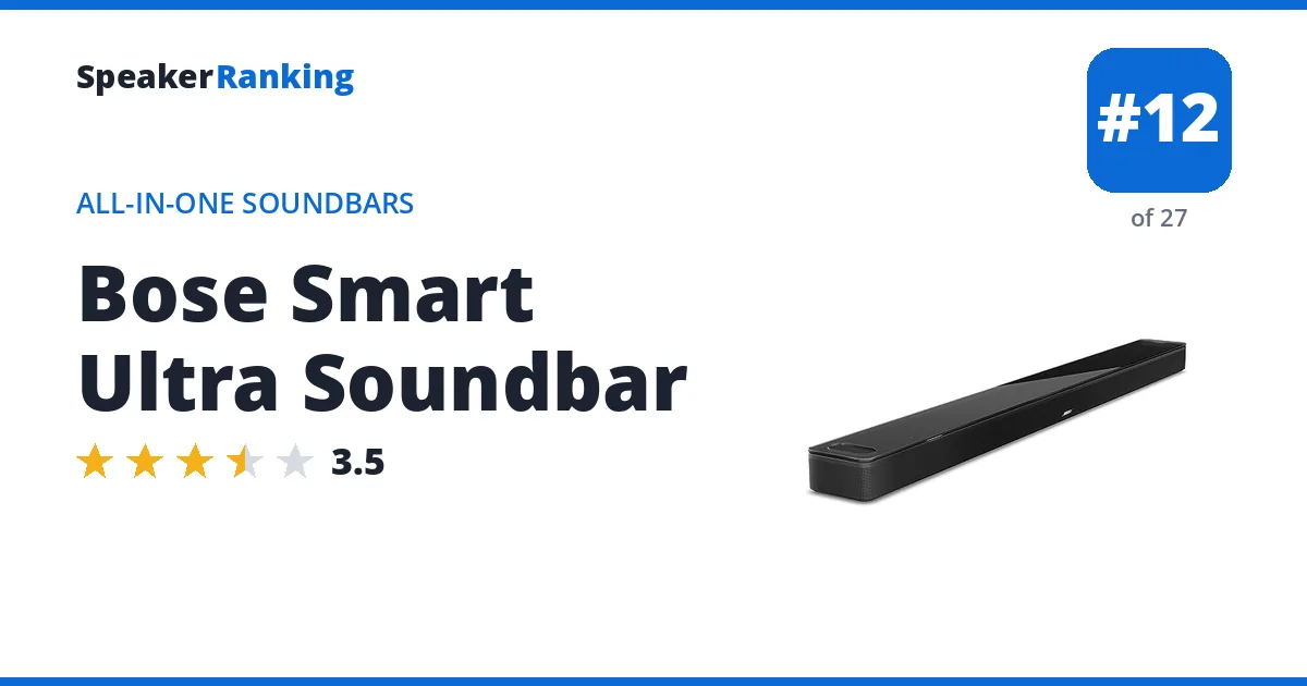 Bose Smart Ultra Soundbar · Editor's rating 3.5/5, ranked #12 of 27 All-in-One Soundbars
