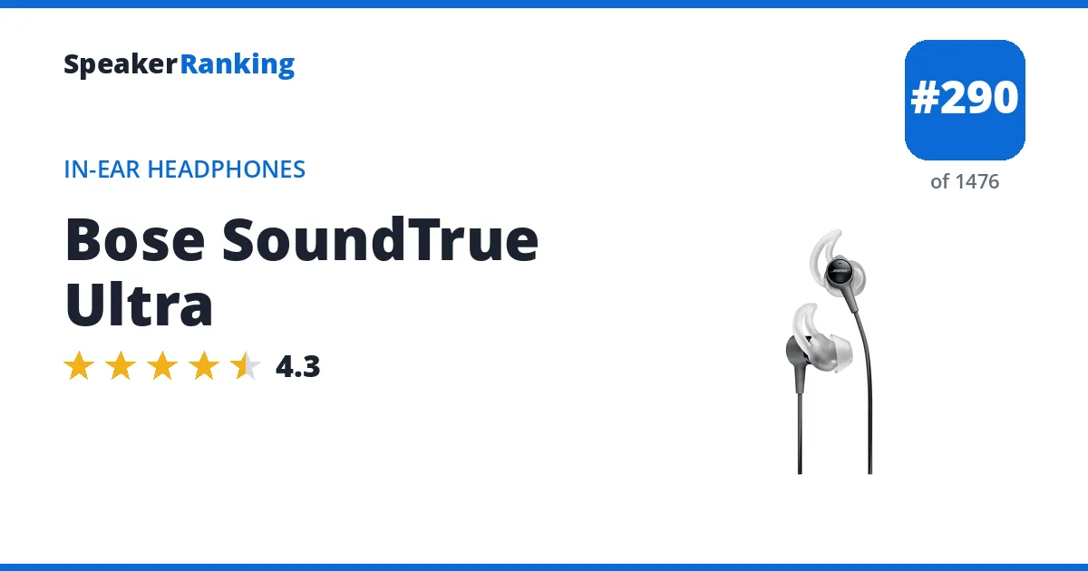 Bose SoundTrue Ultra - ranked #290 of 1476 In-Ear Headphones · Editor's rating 4.3/5