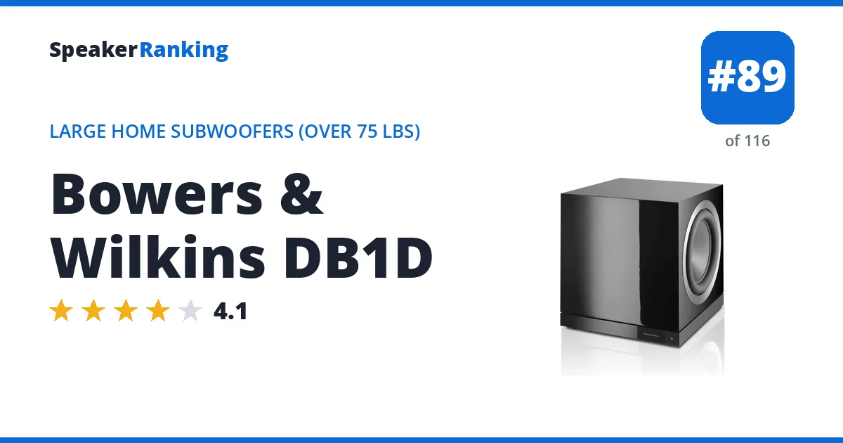 Bowers & Wilkins DB1D - ranked #89 of 116 Large Home Subwoofers (Over 75 lbs) · Editor's rating 4.1/5