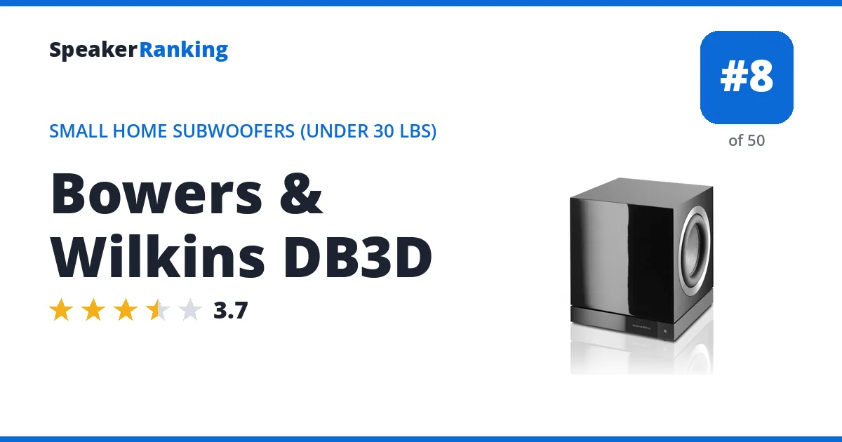 Bowers & Wilkins DB3D - ranked #8 of 50 Small Home Subwoofers (Under 30 lbs) · Editor's rating 3.7/5