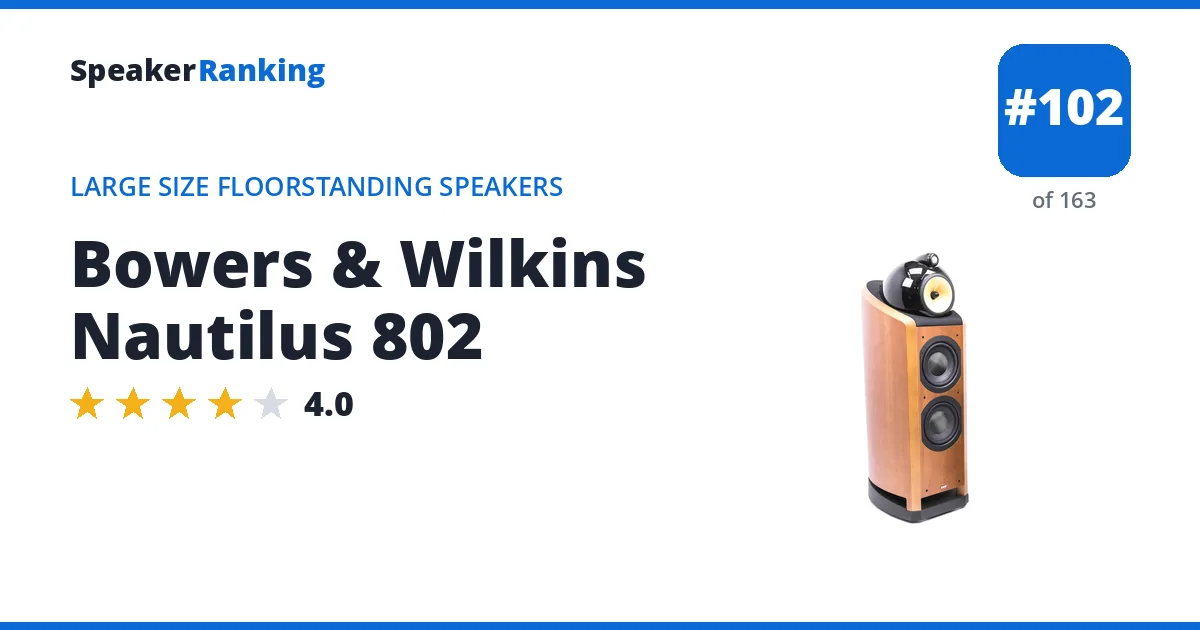 Bowers & Wilkins Nautilus 802 - ranked #102 of 163 Large Size Floorstanding Speakers · Editor's rating 4/5