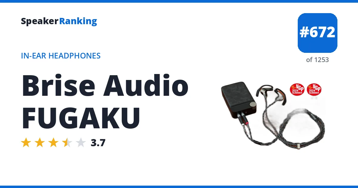 Brise Audio FUGAKU - ranked #672 of 1253 In-Ear Headphones · Editor's rating 3.7/5