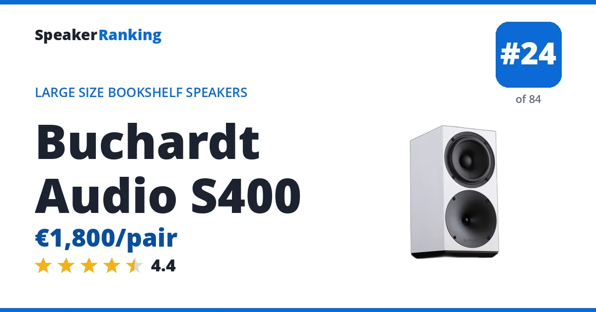 Buchardt Audio S400 - ranked #24 of 84 Large Size Bookshelf Speakers · Editor's rating 4.4/5
