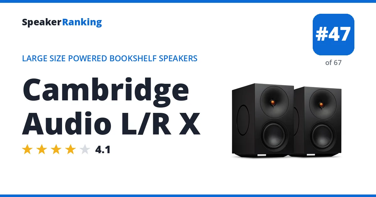 Cambridge Audio L/R X - ranked #47 of 67 Large Size Powered Bookshelf Speakers · Editor's rating 4.1/5