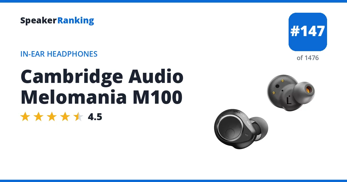 Cambridge Audio Melomania M100 - ranked #147 of 1476 In-Ear Headphones · Editor's rating 4.5/5