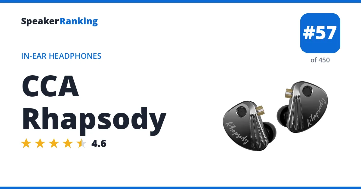 CCA Rhapsody - ranked #57 of 421 In-Ear Headphones · Editor's rating 4.6/5