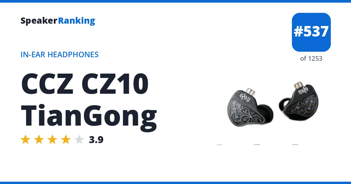 CCZ CZ10 TianGong - ranked #537 of 1253 In-Ear Headphones · Editor's rating 3.9/5