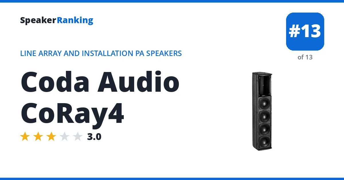 Coda Audio CoRay4 - ranked #13 of 13 Line Array and Installation PA Speakers · Editor's rating 3/5