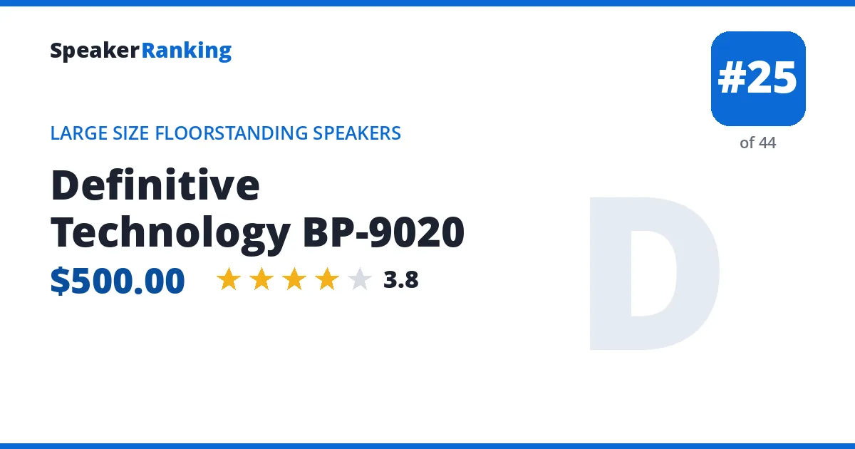 Definitive Technology BP-9020 - ranked #25 of 44 Large Size Floorstanding Speakers · Editor's rating 3.8/5