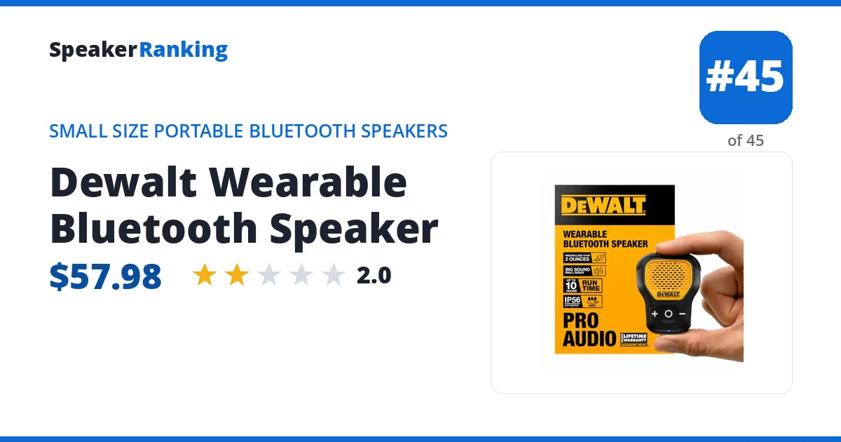 Dewalt Wearable Bluetooth Speaker ranking card