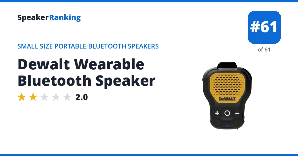 Dewalt Wearable Bluetooth Speaker ranking card