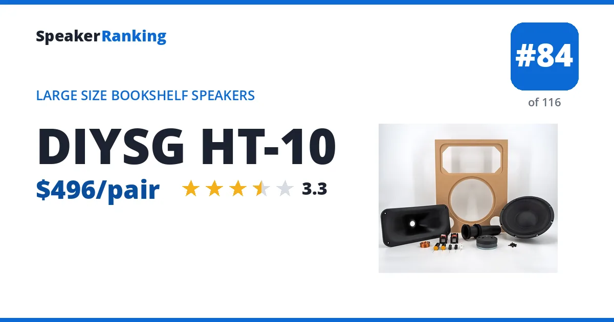 DIYSG HT-10 - ranked #84 of 116 Large Size Bookshelf Speakers · Editor's rating 3.3/5