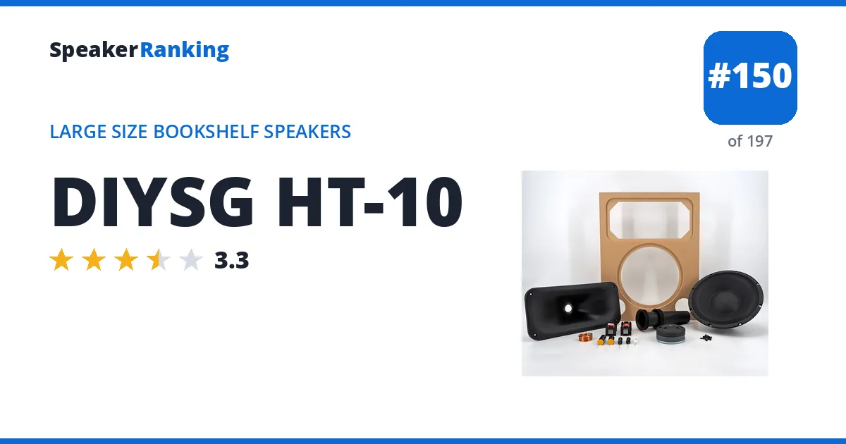 DIYSG HT-10 - ranked #150 of 197 Large Size Bookshelf Speakers · Editor's rating 3.3/5