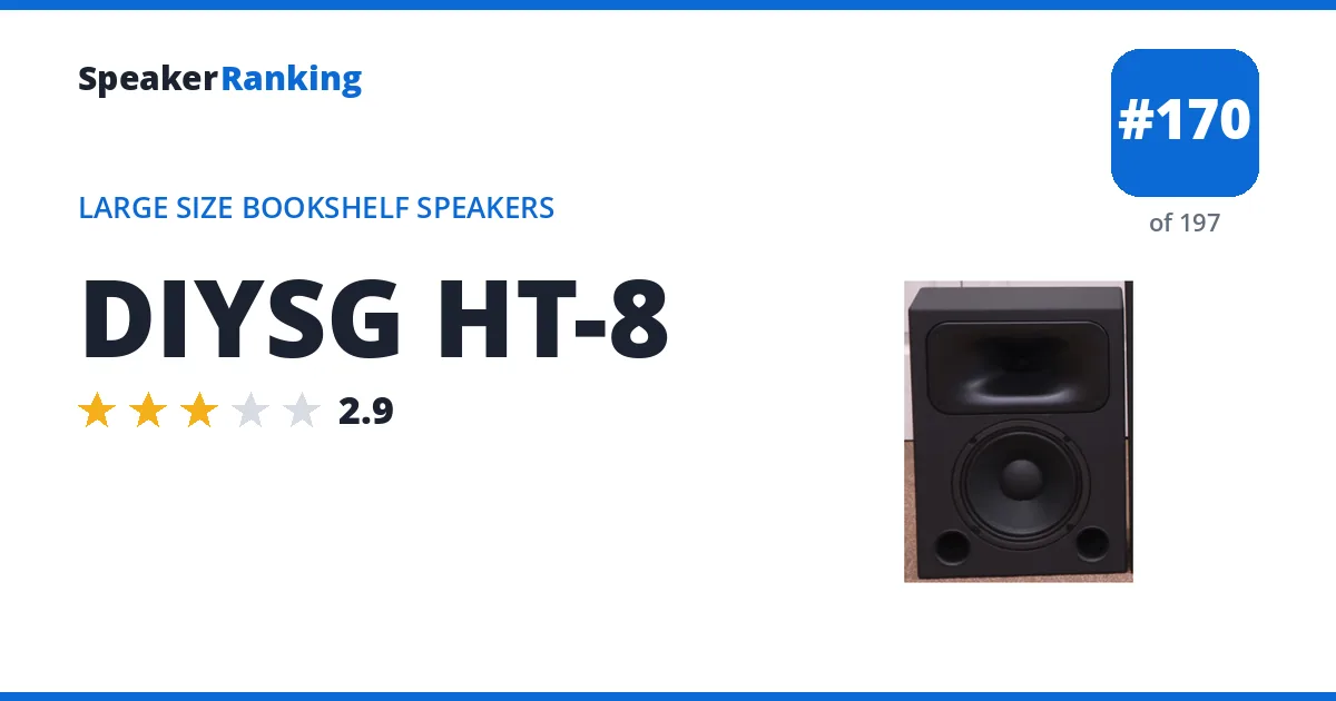 DIYSG HT-8 - ranked #170 of 197 Large Size Bookshelf Speakers · Editor's rating 2.9/5