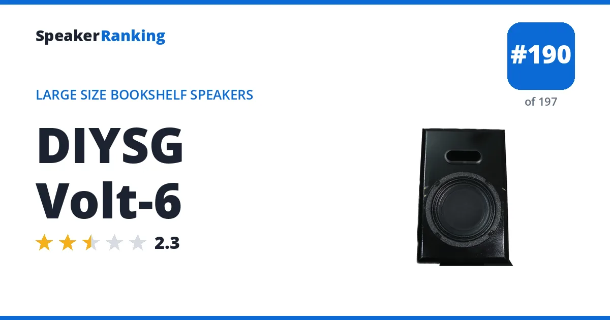 DIYSG Volt-6 - ranked #190 of 197 Large Size Bookshelf Speakers · Editor's rating 2.3/5