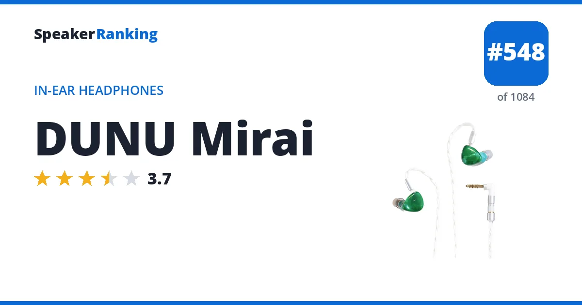 DUNU Mirai - ranked #543 of 1061 In-Ear Headphones · Editor's rating 3.7/5