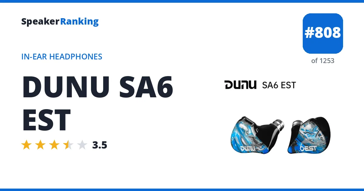 DUNU SA6 EST - ranked #808 of 1253 In-Ear Headphones · Editor's rating 3.5/5