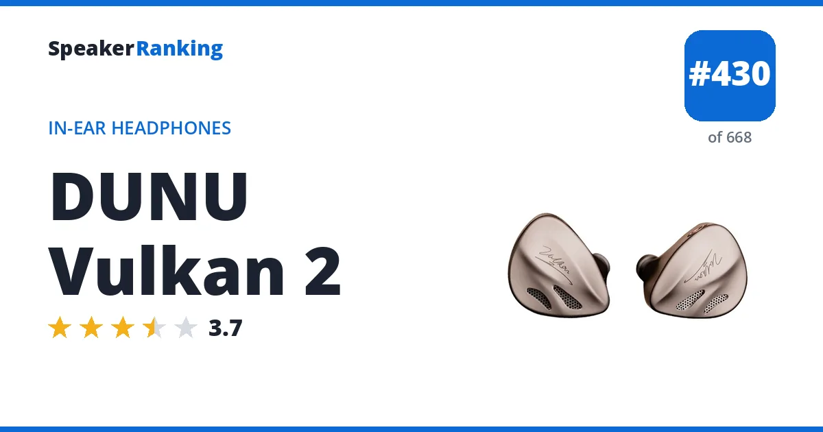 DUNU Vulkan 2 - ranked #426 of 657 In-Ear Headphones · Editor's rating 3.7/5